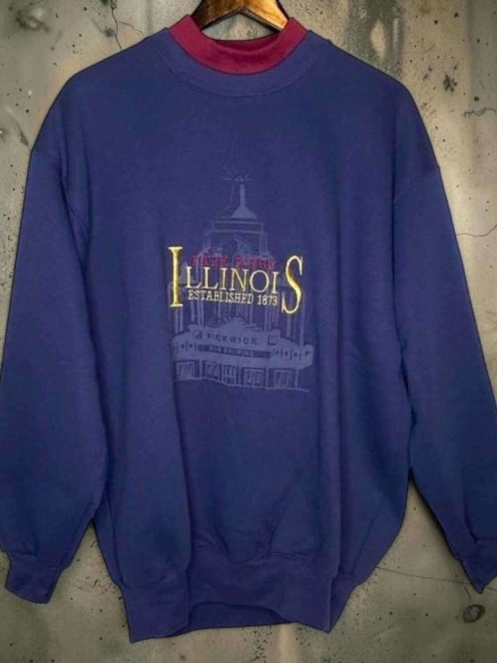 Vintage Dodger Illinois Metallic Embroidered Long Sleeve Double Collar Sweater L